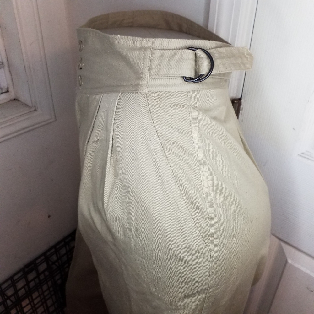 Ultra High Waisted Pants Vtg Academia corset Khaki Pleat Front Cotton pants 6 - Picture 5 of 12
